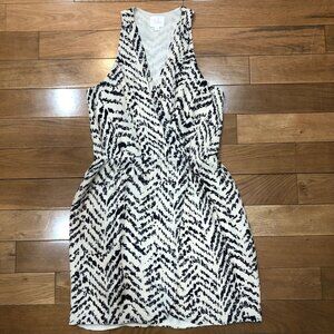 Parker Silk Sleeveless Wrap Dress Cream & Black Size XS